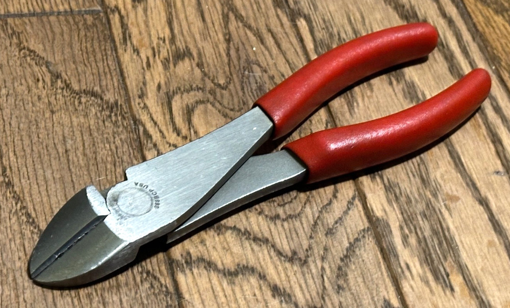 🇺🇸 Snap On Tools HIGH Leverage Diagonal Cutters Pliers 8" Long Wire Side Red