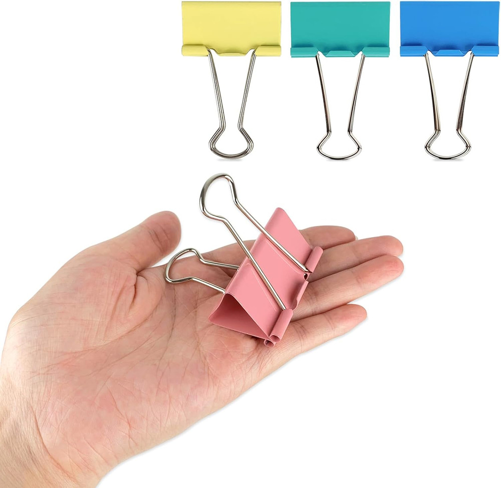 Extra Large 2-Inch Colored Binder Clips, 24-Pack (Pink, Blue, Green, Yellow)