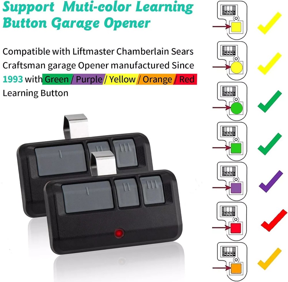 2PCS Remote for Liftmaster Chamberlain Security+,Security+ 2.0,Billion Code