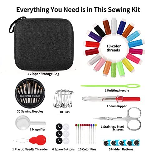 Sewing Kit Basic,Marcoon Needle and Thread Kit with Sewing Supplies and