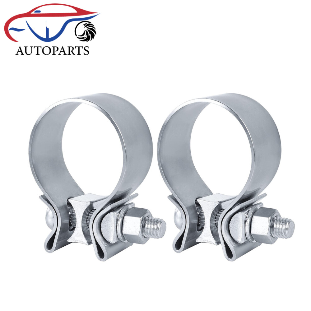 2PCS 2.5 Inch Exhaust Clamp,2 1/2" Narrow Band Muffler Clamp Stainless Steel