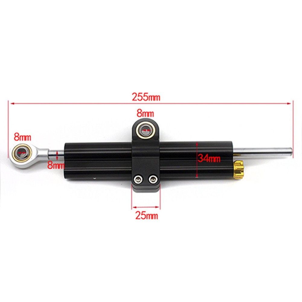 Universal Steering Damper Stabilizer Adjustable 2-tube Black Motorcycle