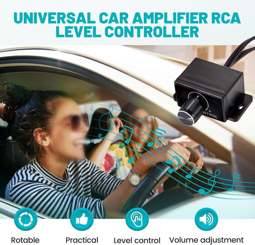 Remote Universal Car Bass Amplifier Level Control Knob Stereo RCA Input&Output