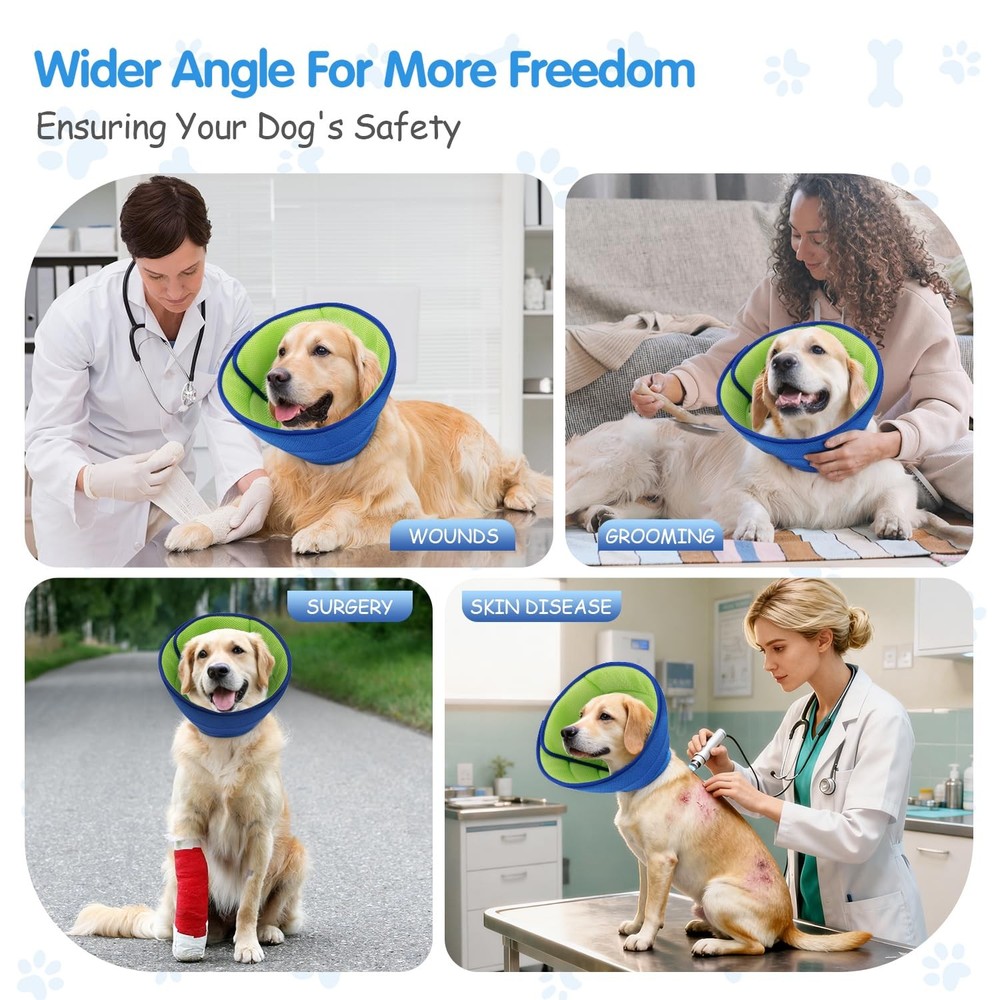 Soft Dog Cone Collar Alternative - Adjustable Comfy Cones for Large/Medium/Sm...