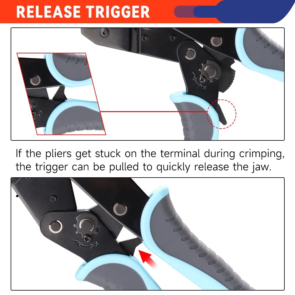 Crimping Tool for Open Barrel Terminals JST Molex TE Compact, Chrome