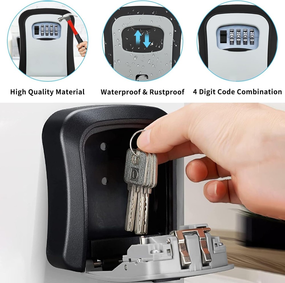 Resettable 4-Digit Combination Lock Key Safe
