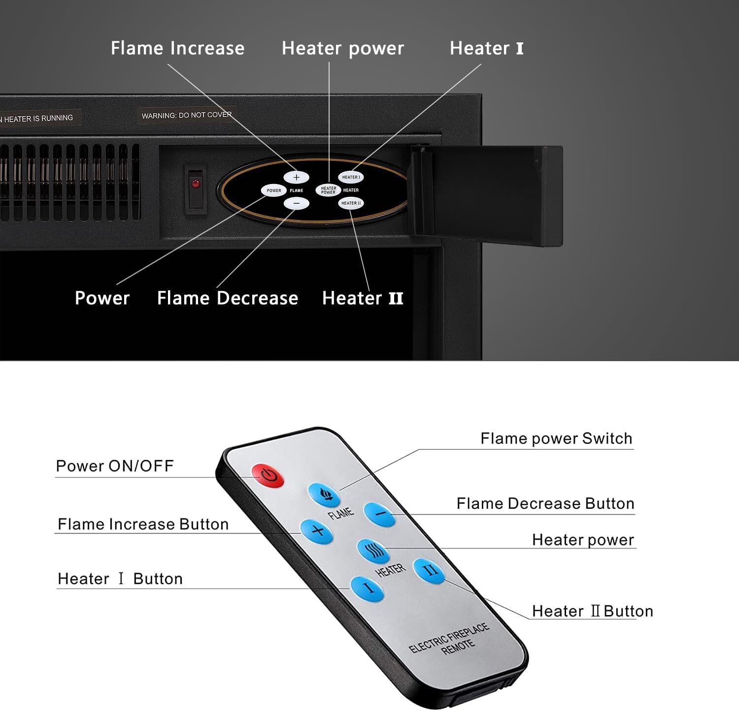43” Electric Fireplace Mantel Freestanding, Remote , Adjustable Led Flame,Black