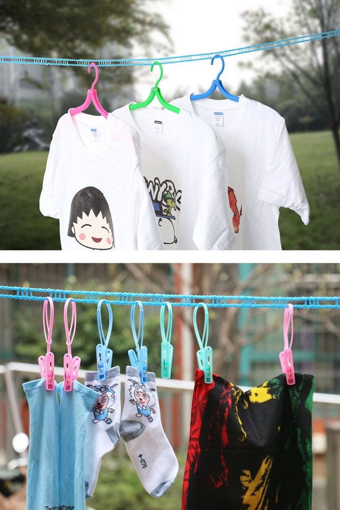 2 Pack Nylon Clothesline Windproof Clothes Drying Rope Medium, Random Color