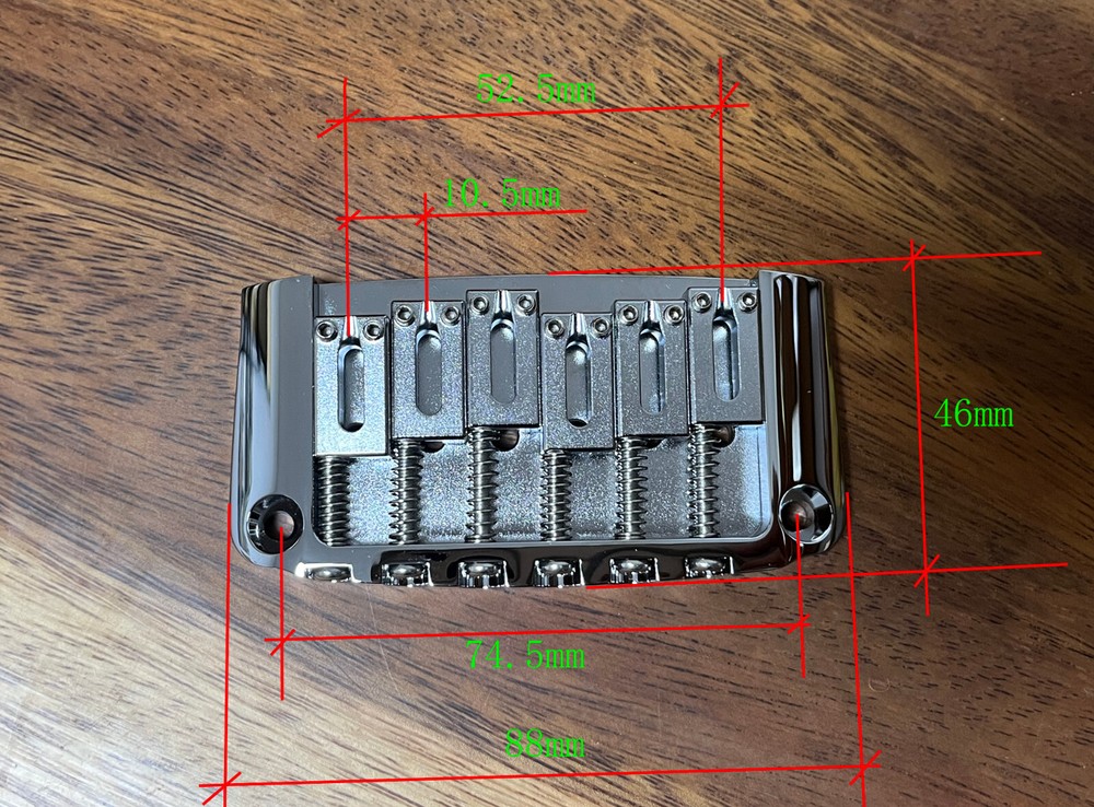 Hardtail Hard Tail Fixed Guitar Bridge 2-1/16'' spacing Chrome