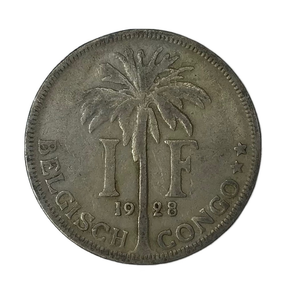 1928 Belgian Congo 1 Franc XF #