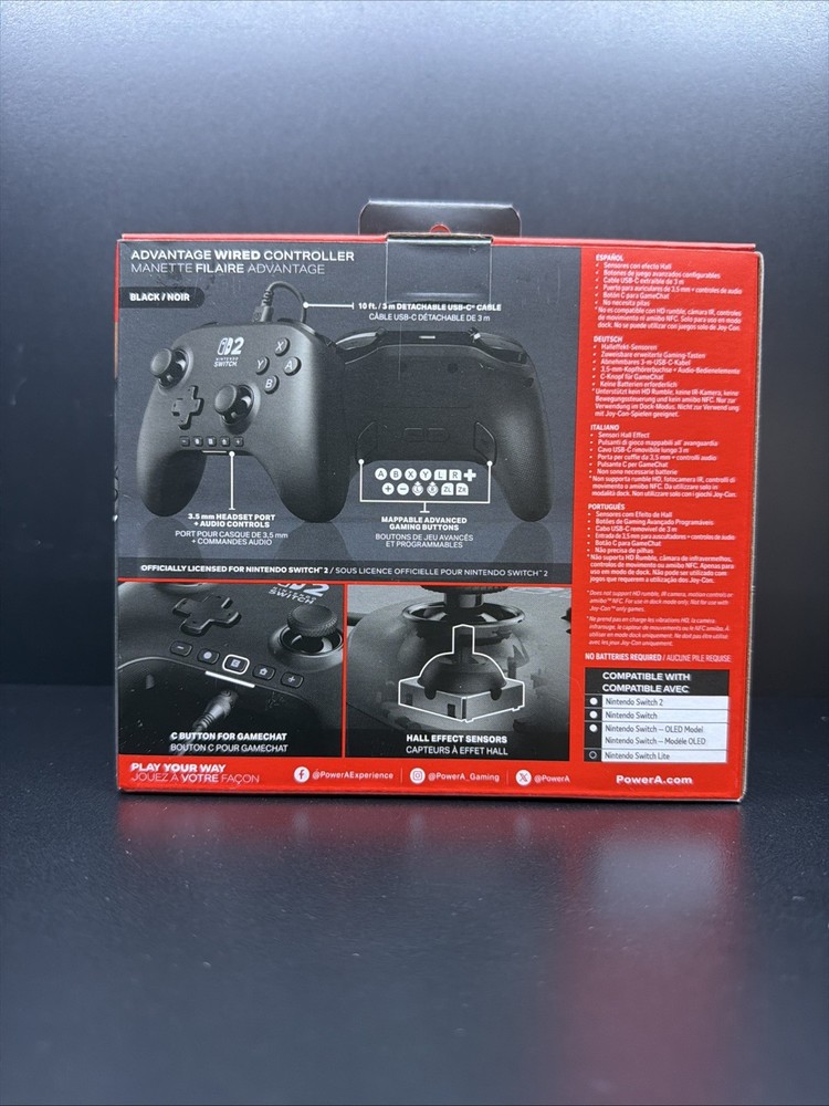 Genuine PowerA Advantage Wired Controller for Nintendo Switch 2 - Black NEW