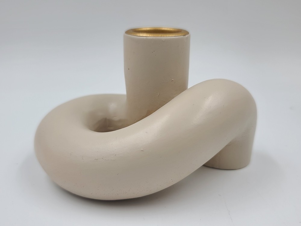 Autrelle Single Candle Stick Holder Beige