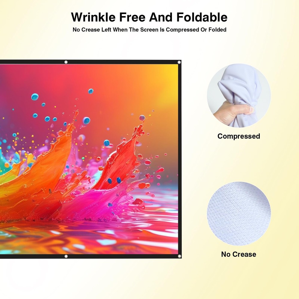 Projector Screen - 120 inch Projector Screen 16:9 Washable Foldable Portable ...
