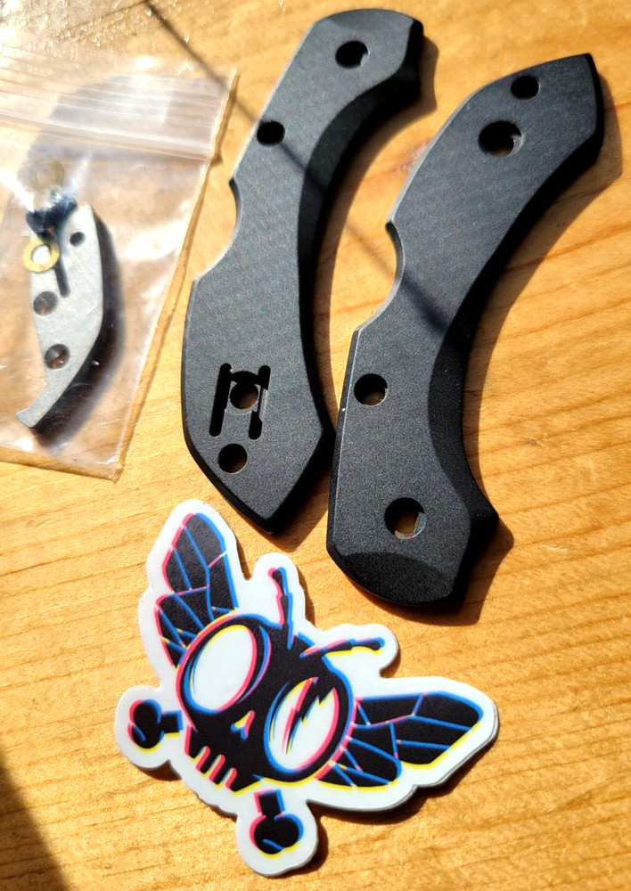 Flytanium Black Titanium Scale Kit For Customizing Spyderco Dragonfly Knife