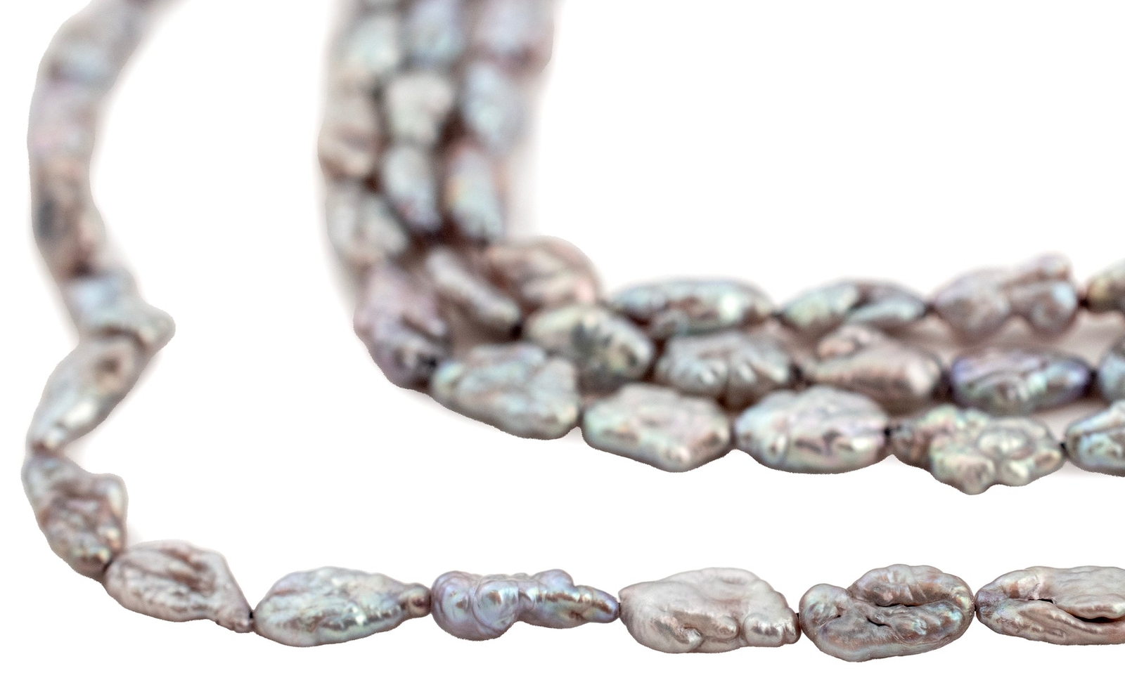 Iridescent Grey Vintage Japanese Rice Pearl Beads 4mm Oval 16 Inch Strand