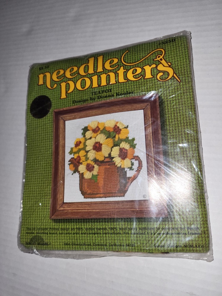 Sunset Designs Needle Pointers Teapot Needlepoint Kit Wool Yarn