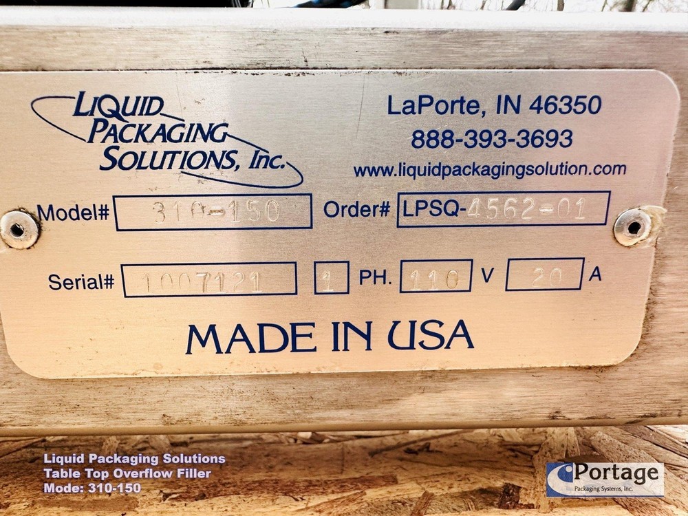 Liquid Packaging Solutions Model: 310-150 || Semi-Automatic Table Top Overflow