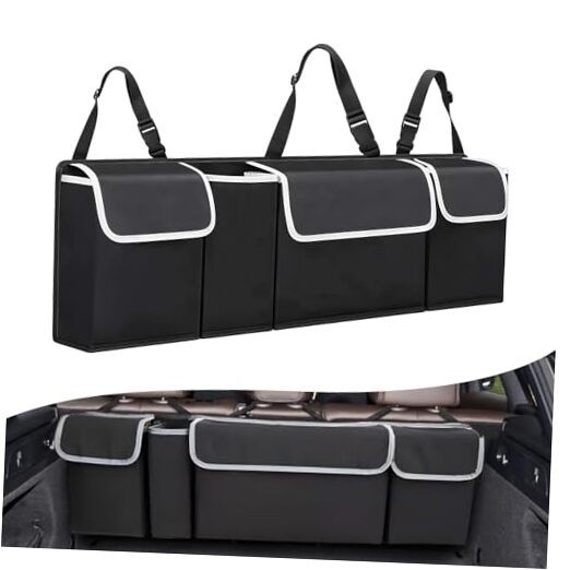 Car Trunk Organizer, Trunk Hanging Large Storage with Adjustable Style2 Black