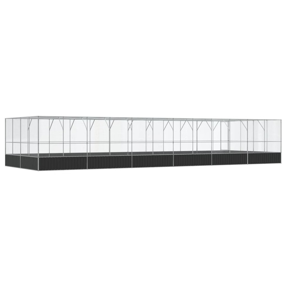 Aviary Silver and anthracite Galvanized steel Large Aviary