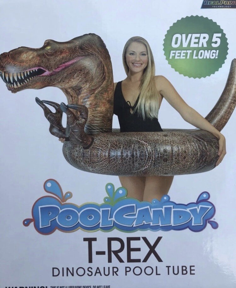 T-Rex Dinosaur Pool Tube Float Pool Candy 5 ft. long Dino