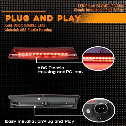 Smoked Full LED 3rd Third Brake Light Replacement for Ford Focus Hatchback Red