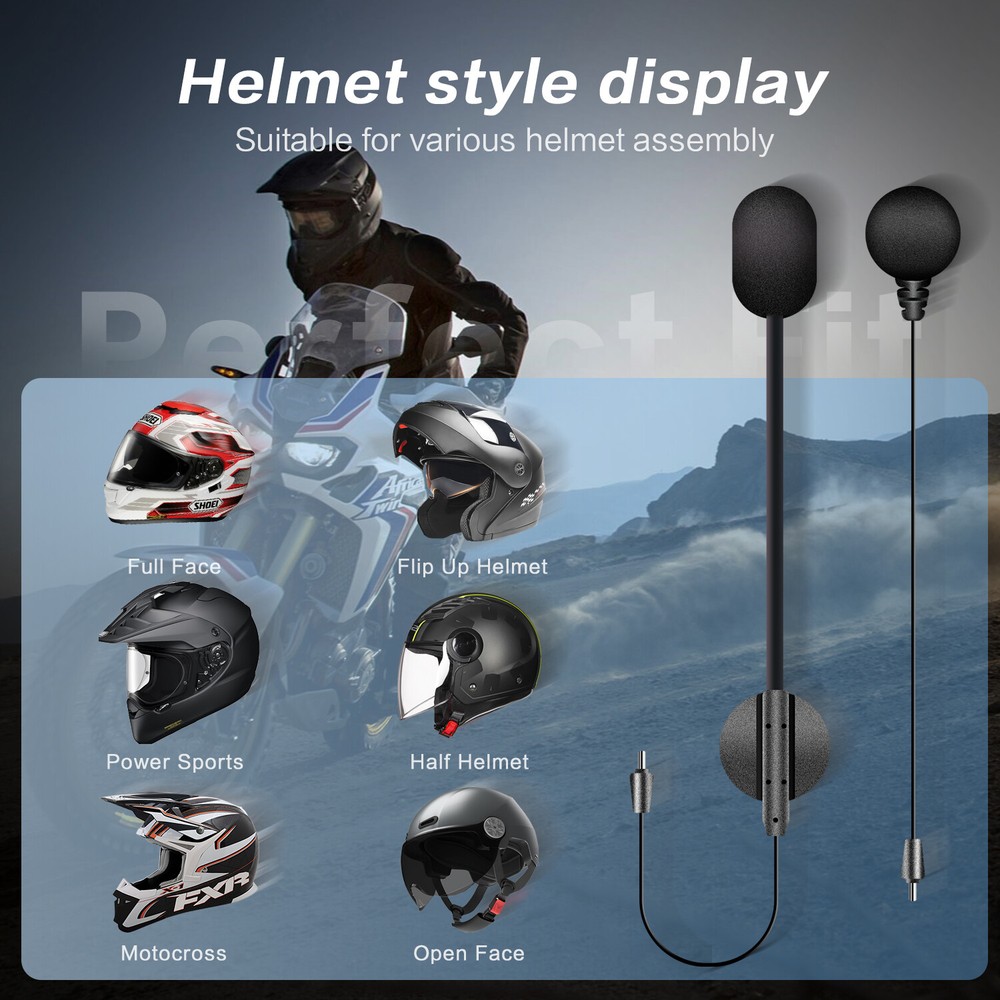 2x M1-S Plus 8 Riders Group Helmet Intercom Motorcycle Bluetooth Headset 2000m