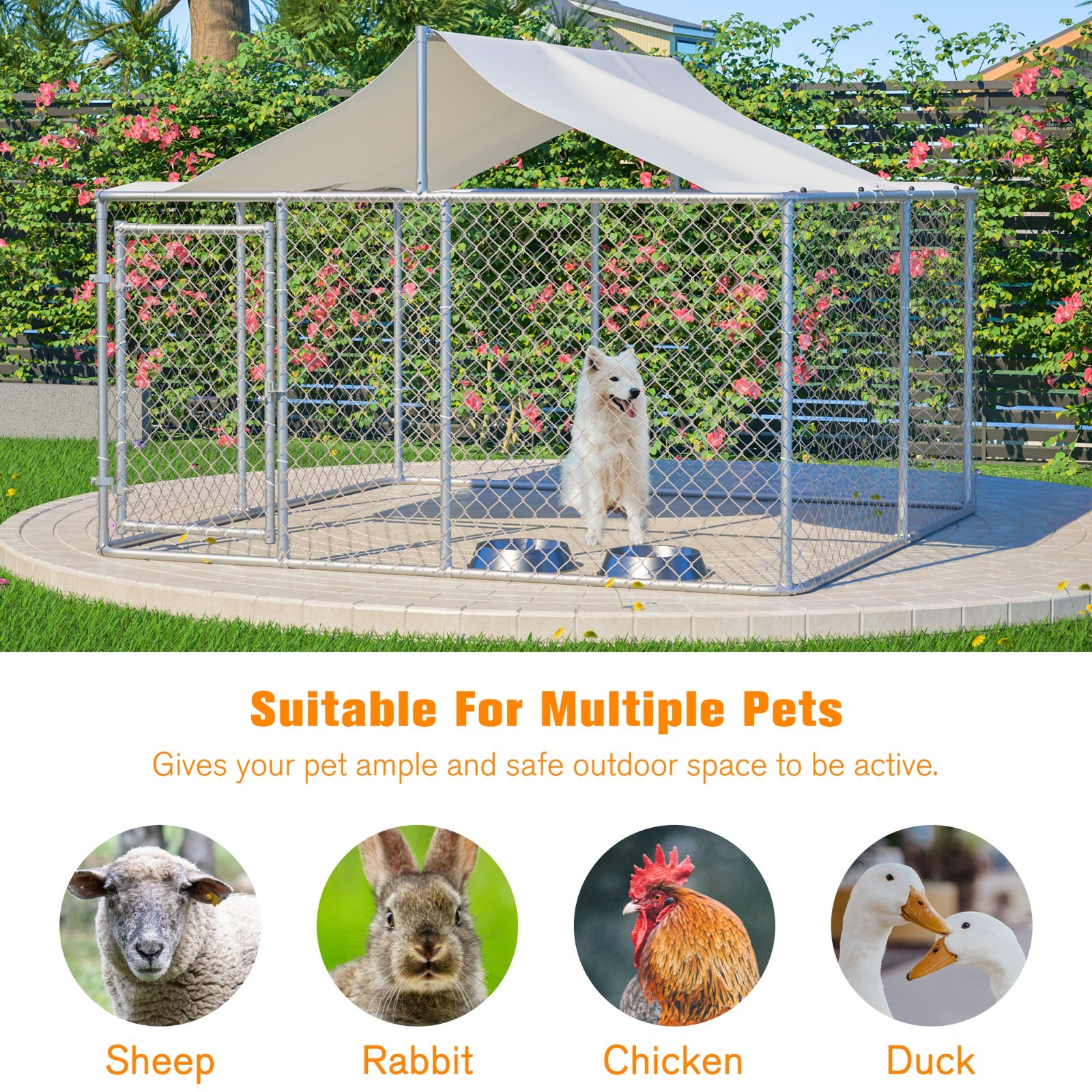 10x10ft Outdoor Pet Dog Run House Kennel Shade Cage Enclosure w/ Cover Playpen
