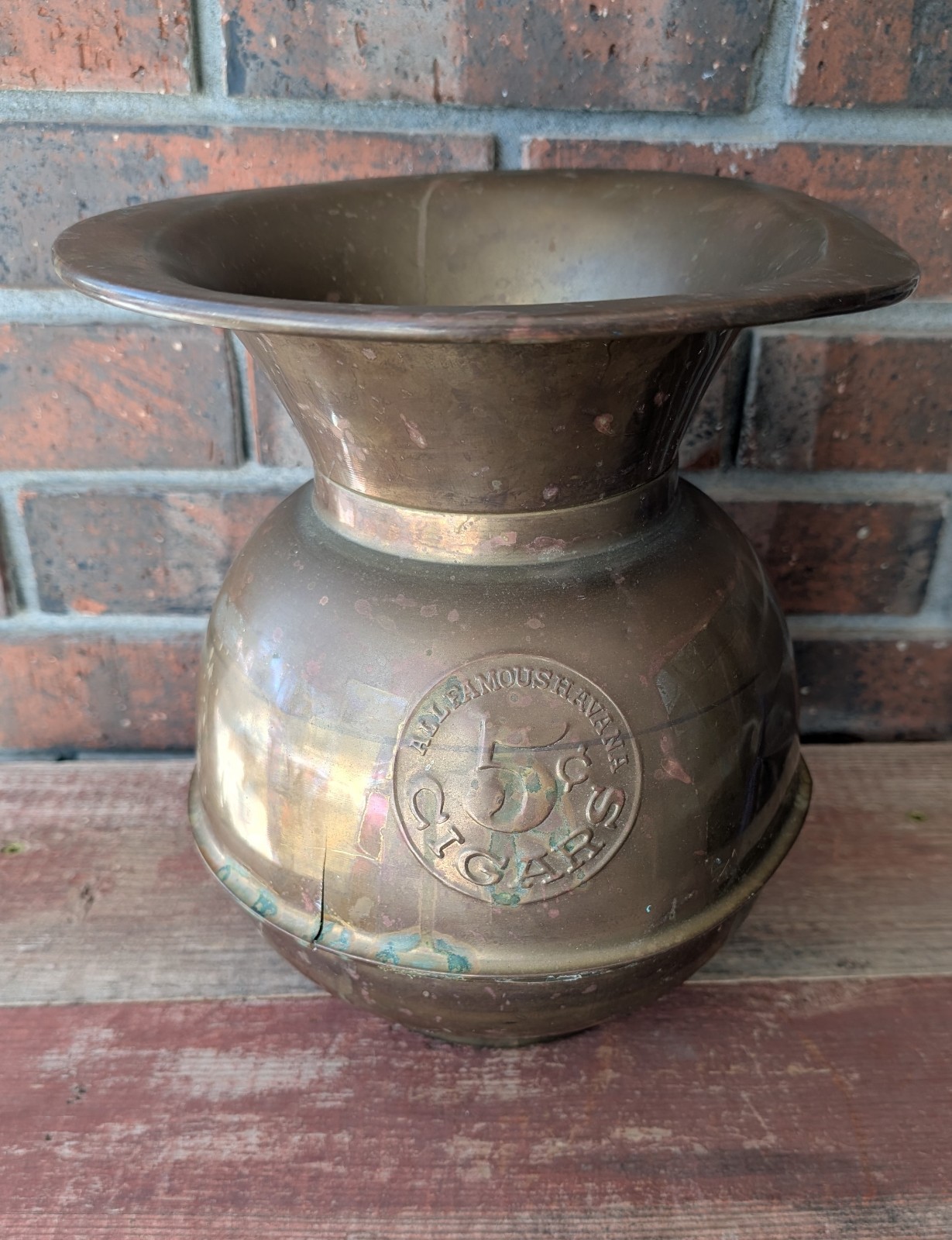 Vintage All Famous Havana 5 Cent Cigar Spittoon Weighted Bottom