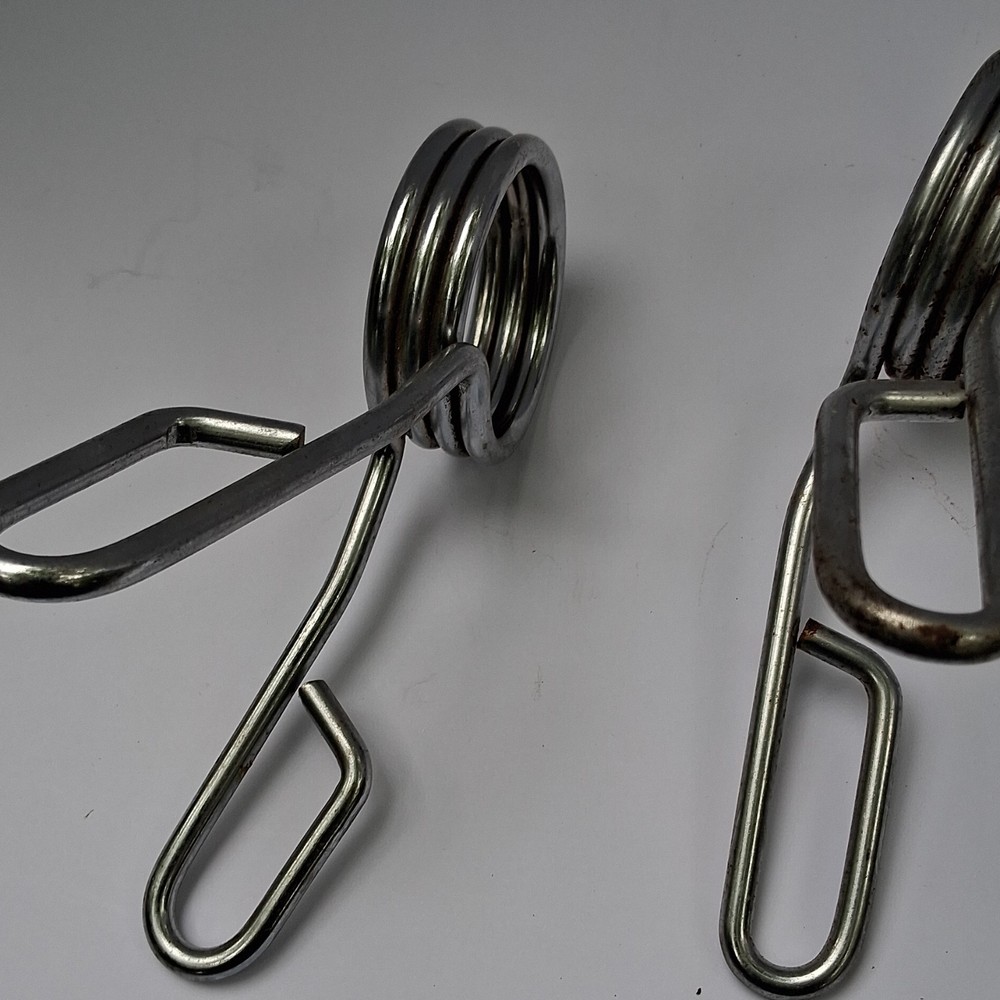 Chrome Olympic Barbell Collars Pair Silver Spring Clips Weight Lifting Set