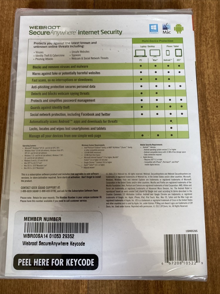 Webroot SecureAnywhere Internet Security - Full Version for Windows & Mac...