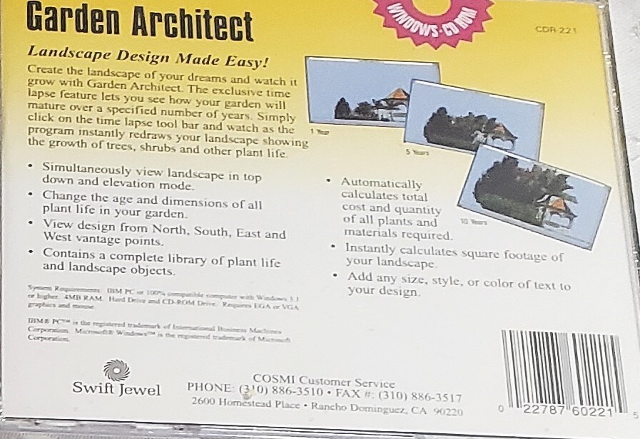 Garden Architect CD-ROM for Windows - NEW Sealed