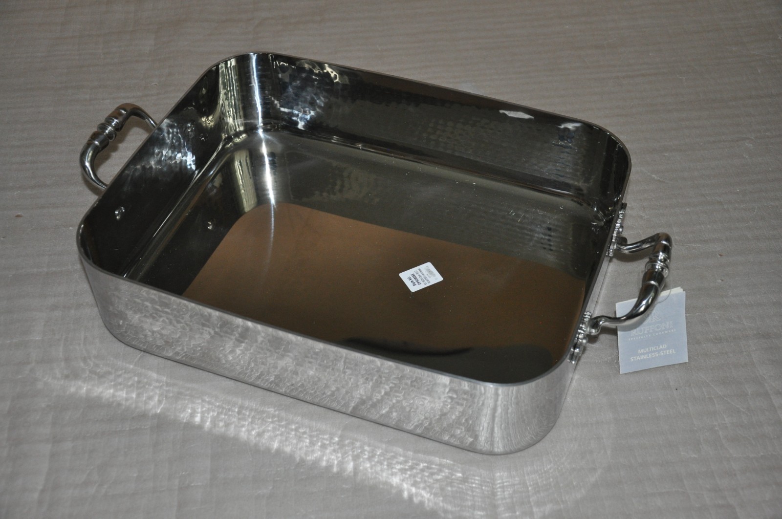RUFFONI Hammered Open ROASTING PAN 38CM Stainless Steel Rectangular OPR3809X NEW