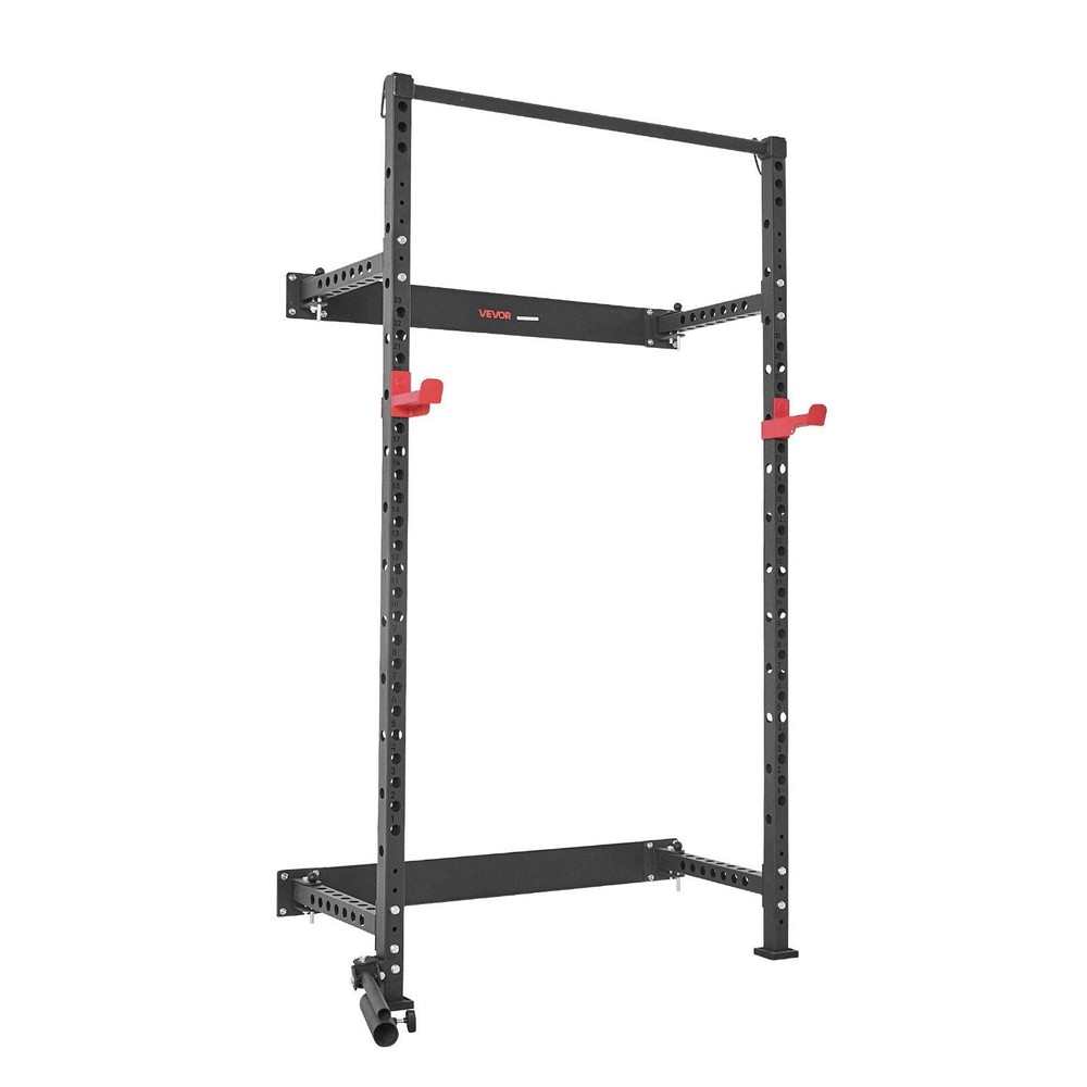 Folding Power Cage, Wall-Mounted Power Rack Squat Rack, Multifunctional Strength