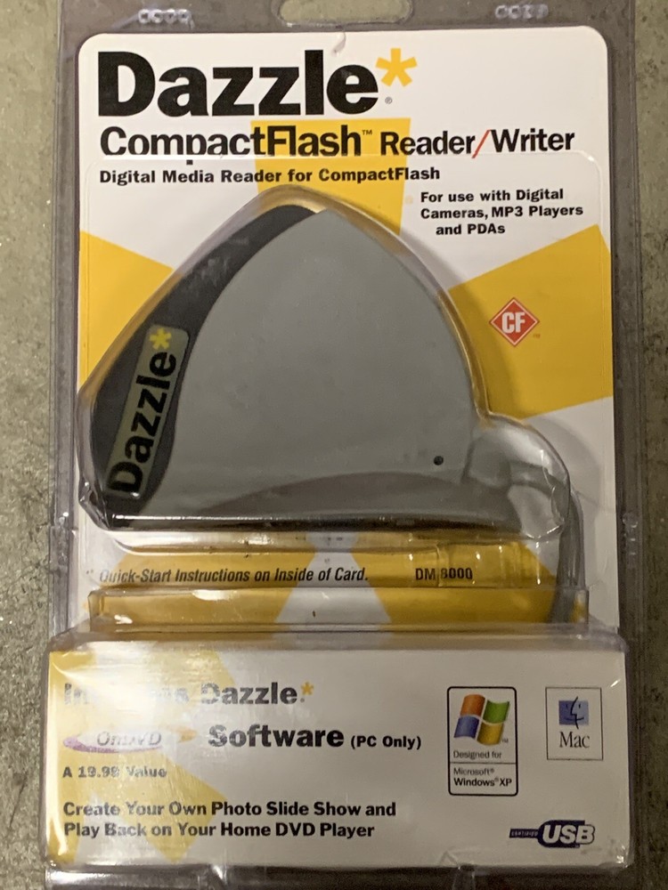 Dazzle CompactFlash Reader/Writer Digital Media Reader Software DM-8000 NEW