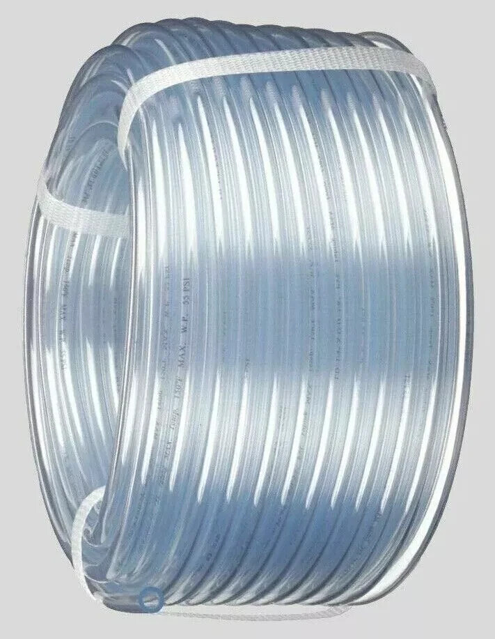 1/2 Inch ID x 5/8 In OD Clear Plastic Tubing Flexible 100 Feet Roll Tube NEW