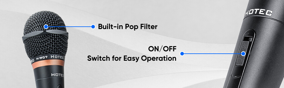 Hotec Professional Vocal Dynamic Handheld Microphone with 19ft Detachable Cable