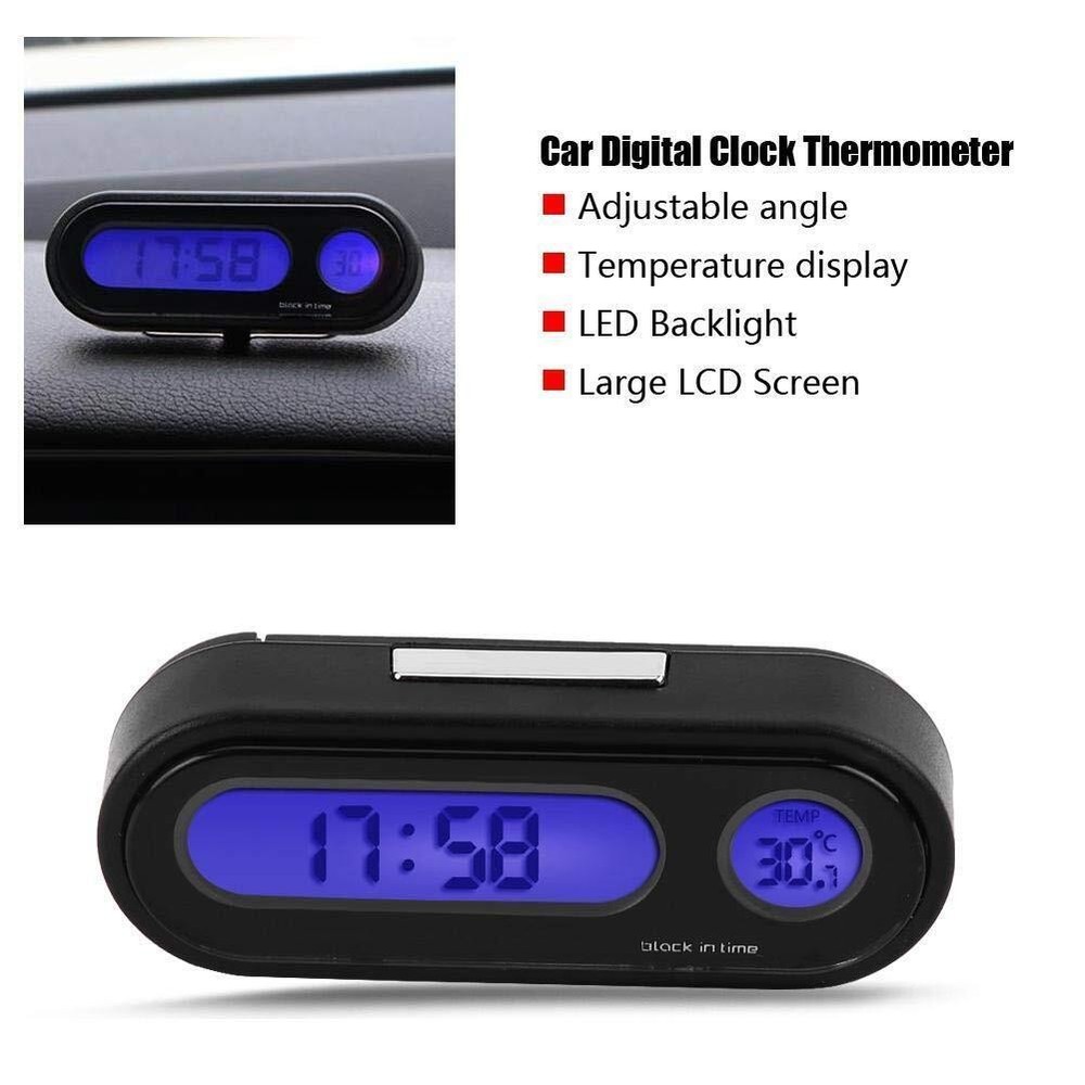 Car Electronic Clock Luminous Thermometer LED Digital Display Dashboard Clock