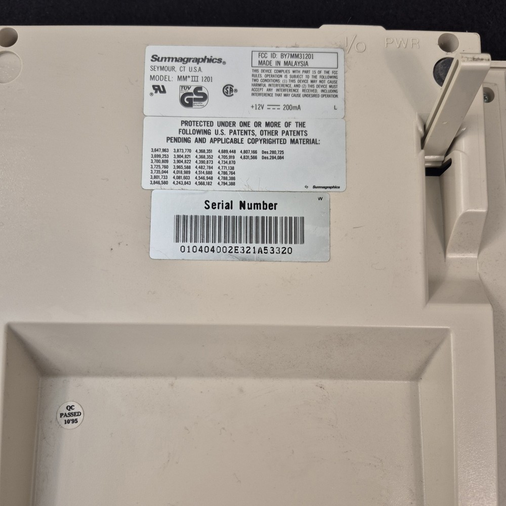 Summagraphics SummaSketch III MM 1201 Graphics Drawing Table NO PWR CRD/UNTESTED