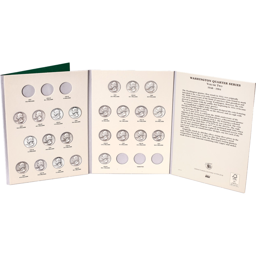Complete Washington Quarter Set with Folder 1954-1964