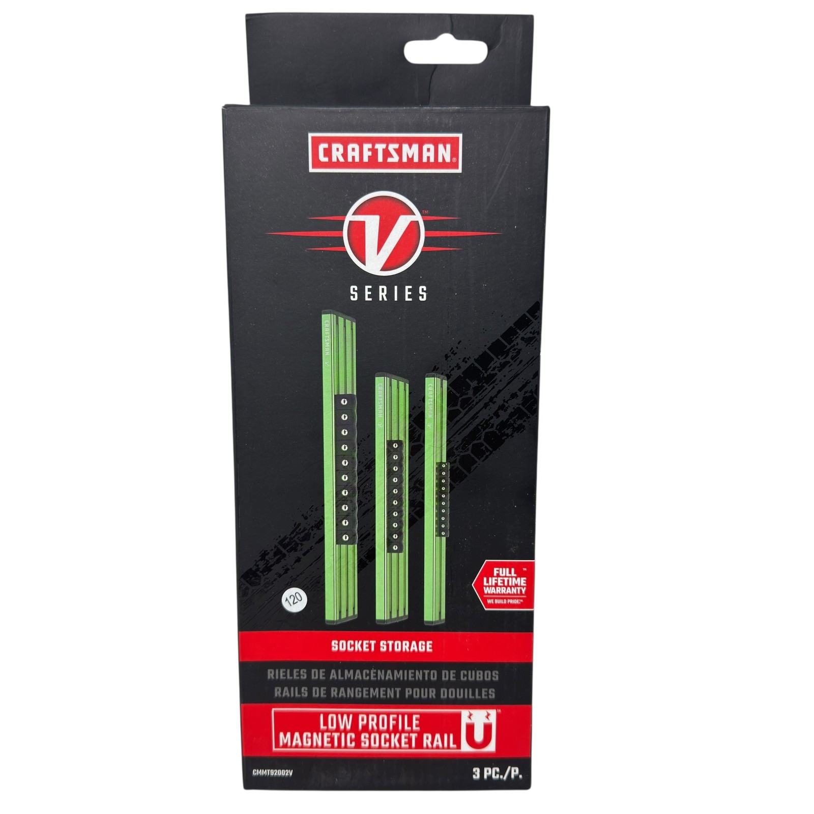 CRAFTSMAN V SERIES 3PC Low Profile Magnetic Socket Rail Organizer Green