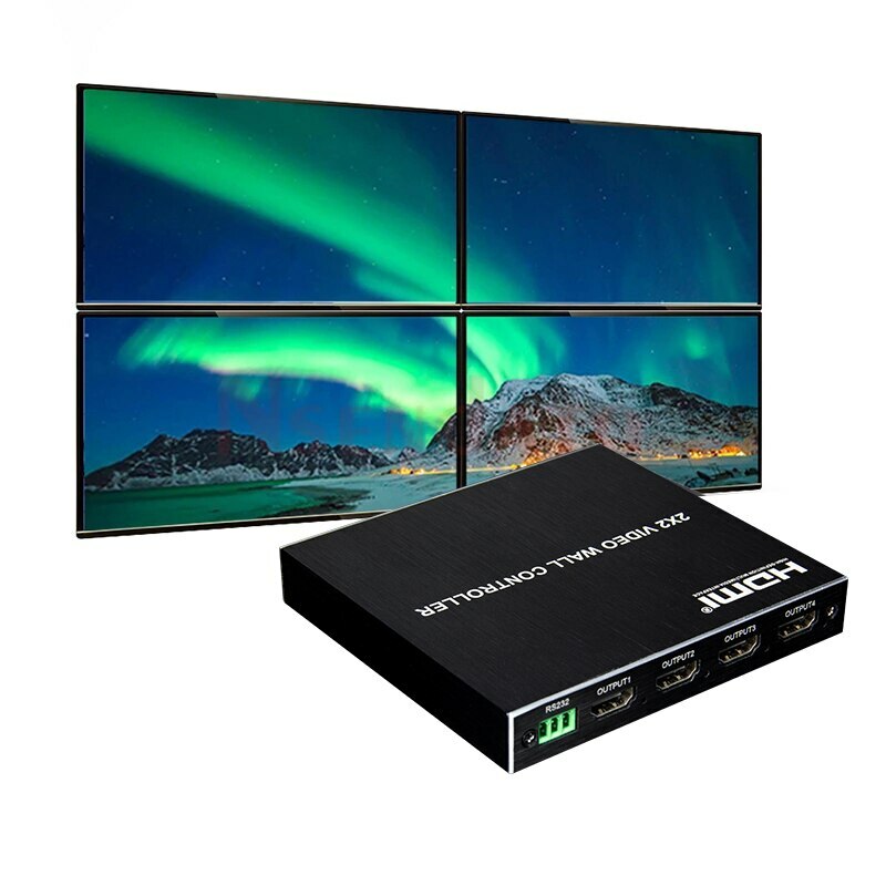 1080p HDMI 2x2 Video Wall Controller Screen Stitching Box Processor 4 TV Splicer