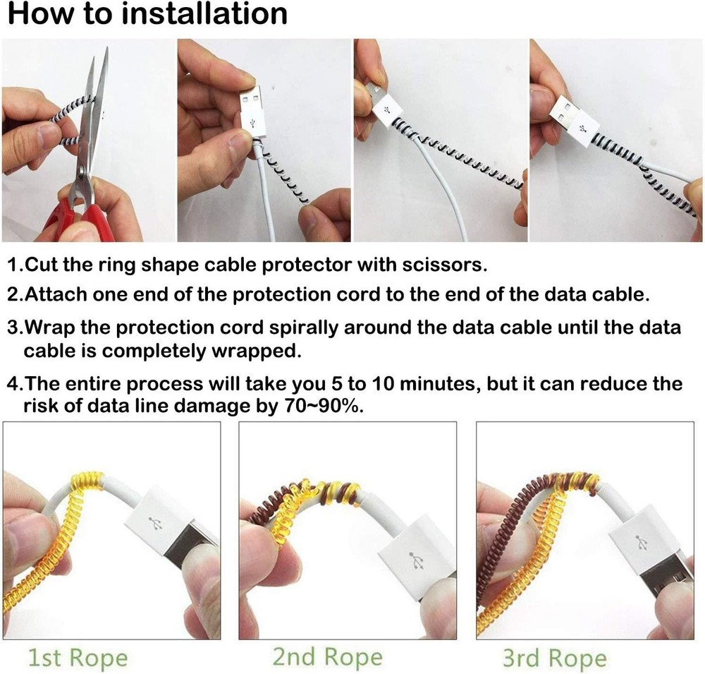 Cable Protector/Wire Repair/Pets Chew Cable Protector/Headphone Saver, 8 Pc S...