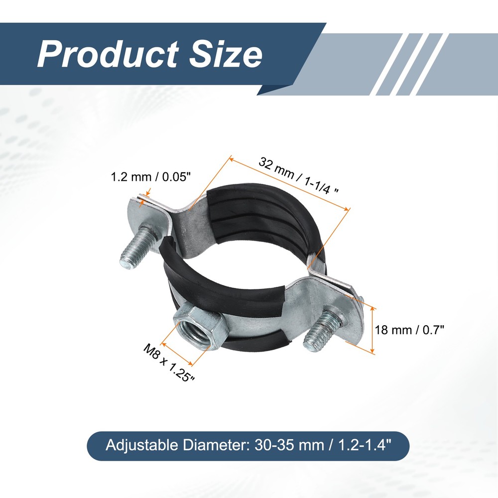 8pcs 1-1/4" Split Ring Pipe Hanger Wall Mount Pipe Bracket Clamp (M8)