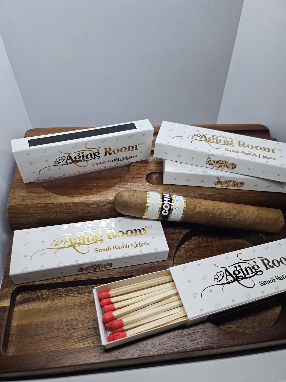 Aging Room Cigars 4 inch COLLECTIBLE HOME CIGAR BAR 1 box of 20 Wood MATCHES