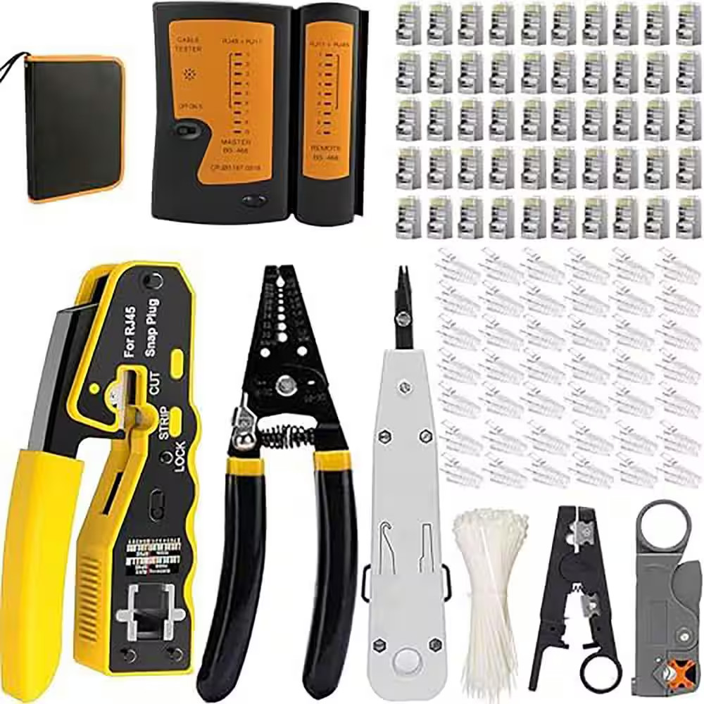 164-Piece Network Cable Tool Kit with Crimping Tool Cutter Stripper Tester Punch