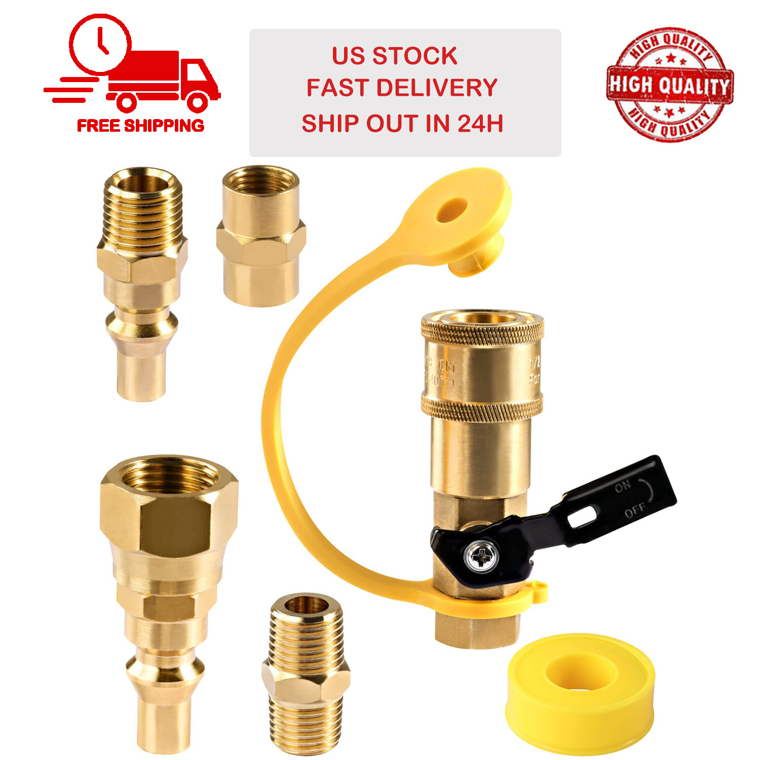 RV Quick Connect Fittings 1/4" NPT Propane Hose Adapter Set