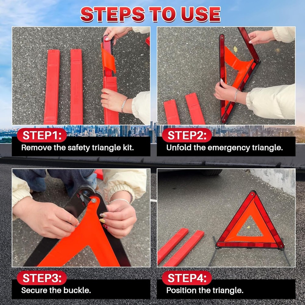 3-Piece Emergency Warning Triangle Set