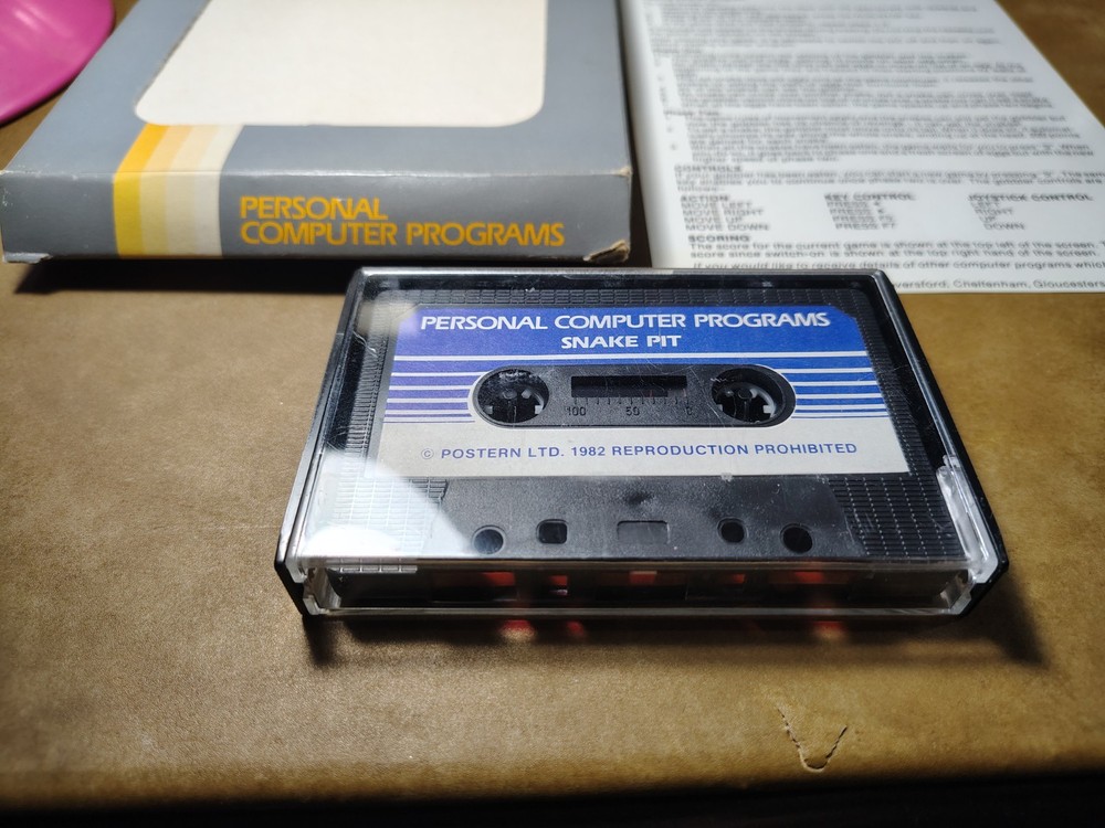VIC-20 C64 Postern Snake Pit Cassette - Rare & Working Box Artwork