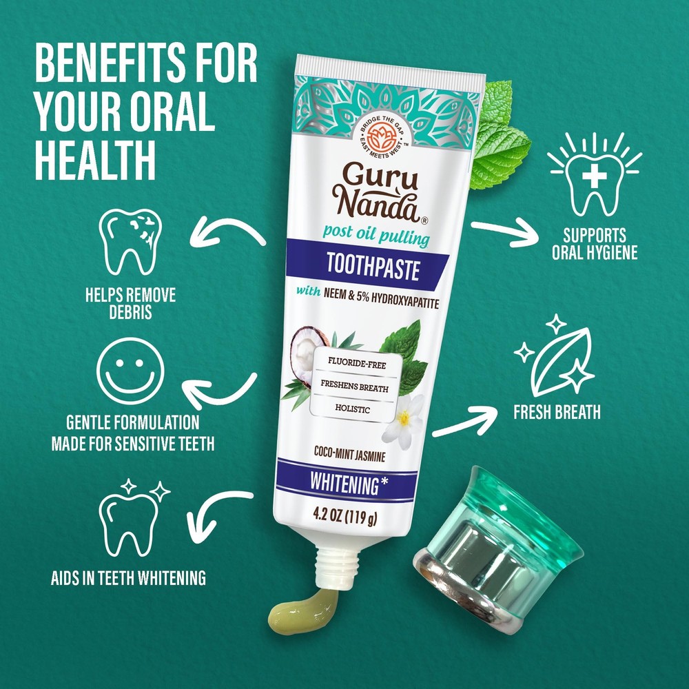 GuruNanda Hydroxyapatite Toothpaste - Fluoride-Free Whitening, SLS Free