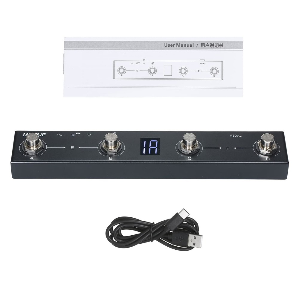 BT MIDI Foot Controller Wireless MIDI Controller Rechargeable 4 Buttons Pedal...